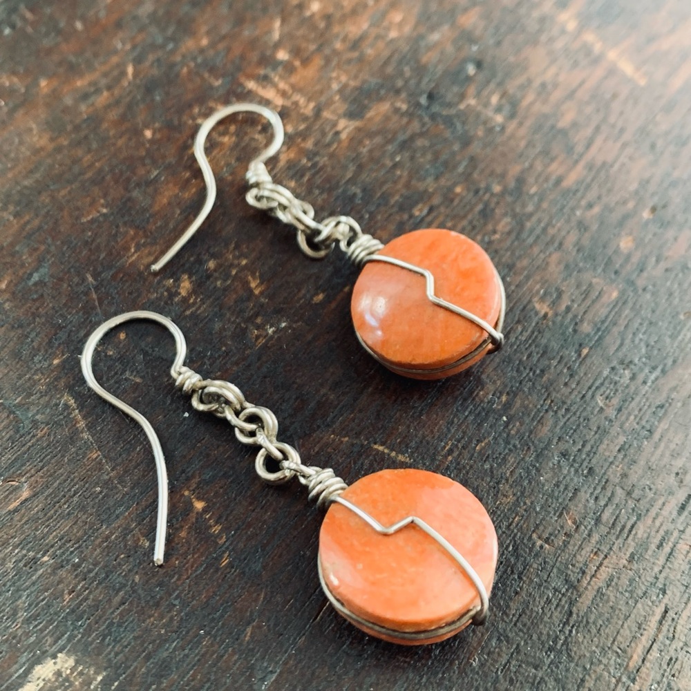 Handcrafted Artisan Gemstone Sterling Silver Dangle Earrings - Picture 4 of 9